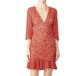 Stylestalker Red Lace Ruffle mini dress cocktail holiday women size Medium